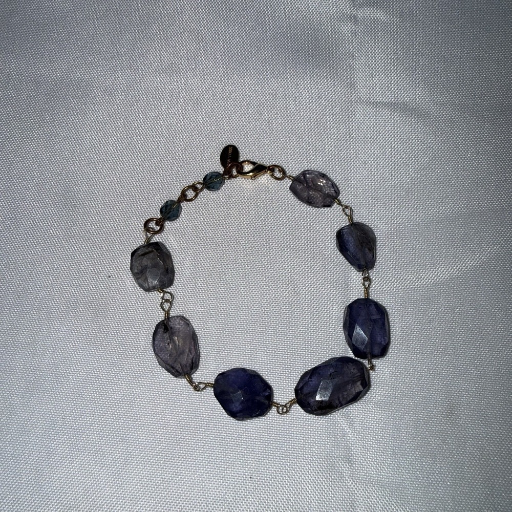 Rachel Reinhardt New York Purple Stone Wire Bracelet Crystals Boho Hippie